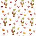 Seamless patterns with magic gnomes. Christmas gnome